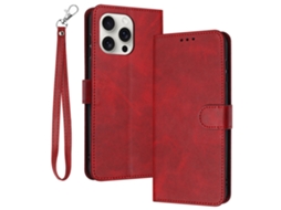 Capa Em Couro Pu Textura De Gémeo Para Apple Iphone 16 Pro Max - Vermelho