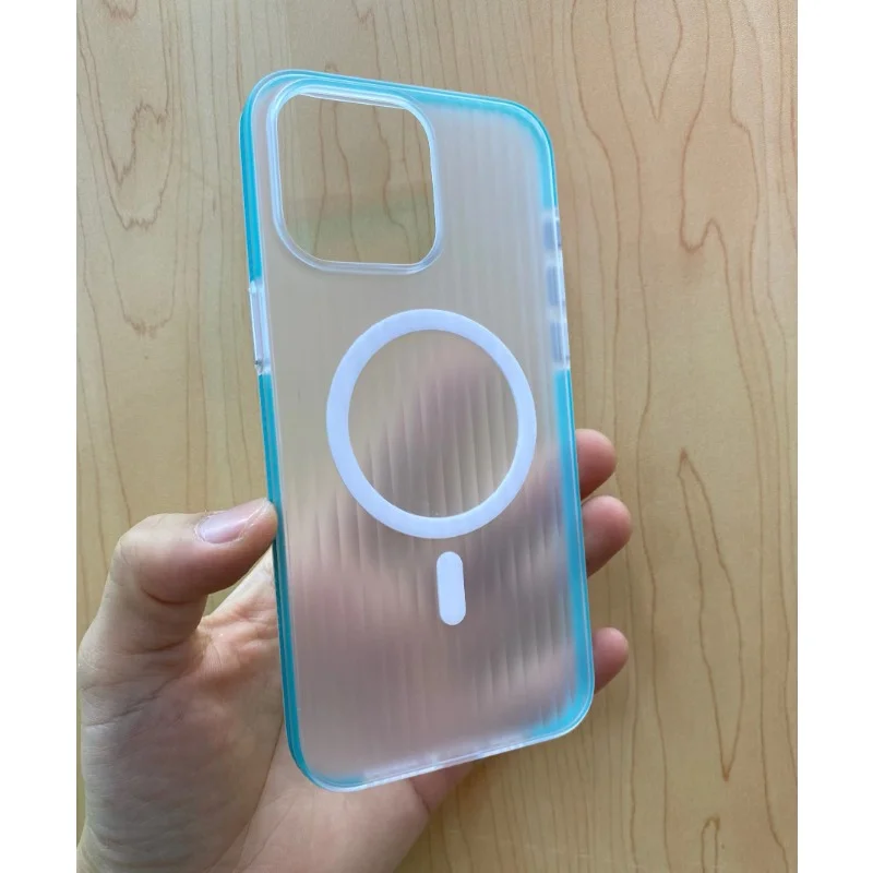 (azul Iphone 14) Capa Protetora Para Carregamento Sem Fio, Antiderrapante, Com Acabamento Fosco Em Policarbonato Rígido.