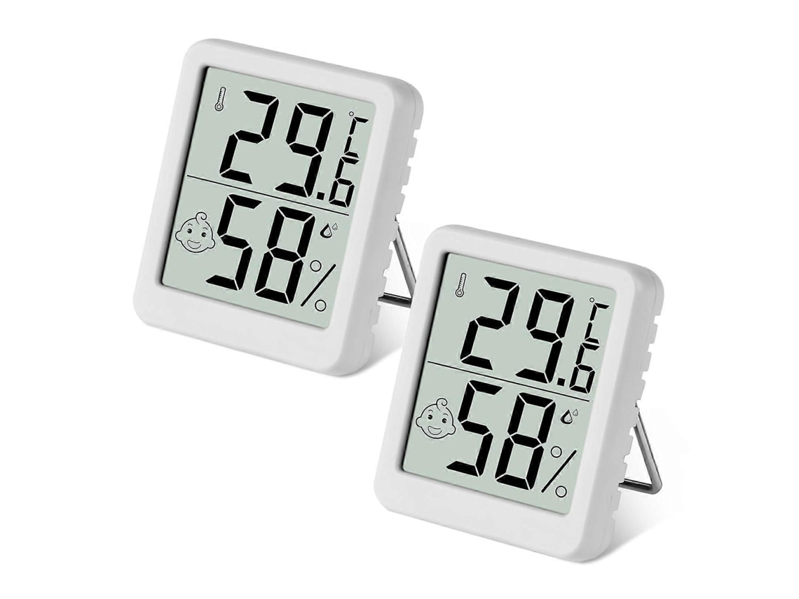 Termômetro, 2 Unidades De Mini Termômetro E Higrômetro Digital Com Suporte De Metal, Termohigrômetro Com Indicador De Dados Em Formato De Carinha