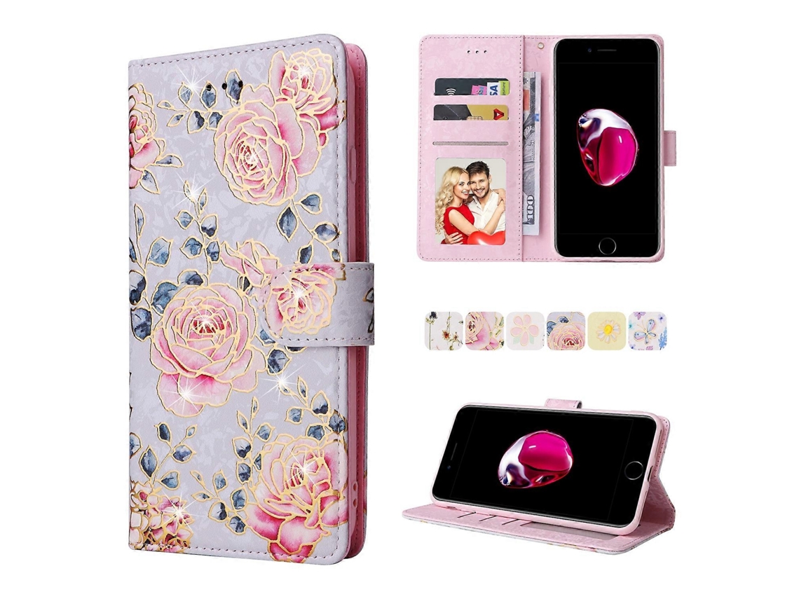 Capa De Couro Com Rfid E Pintura Bronzeadora Para Iphone 7 Plus / 8 Plus