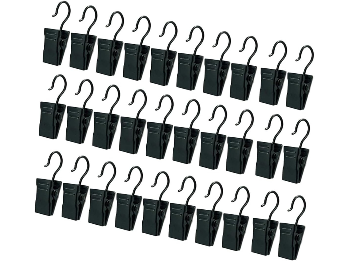 Conjunto De 60 Argolas De Cortina Duráveis Com Clipes Antiderrapantes E Ganchos De Cortina Pequenos. Conjunto De 60 Argolas De Cortina