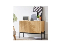 Sideboard Com 2 Portas E Pés De Metal, Buffet Elegante, Cômoda Em Linhas, Dimensões 75 Cm Altura X 100 Cm Largura X 40 Cm Profundidade Btforus