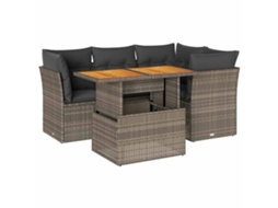 Conjunto de 5 sofás de jardim com almofadões Vime Pe Cinzento MAISON EXCLUSIVE (5 peças)