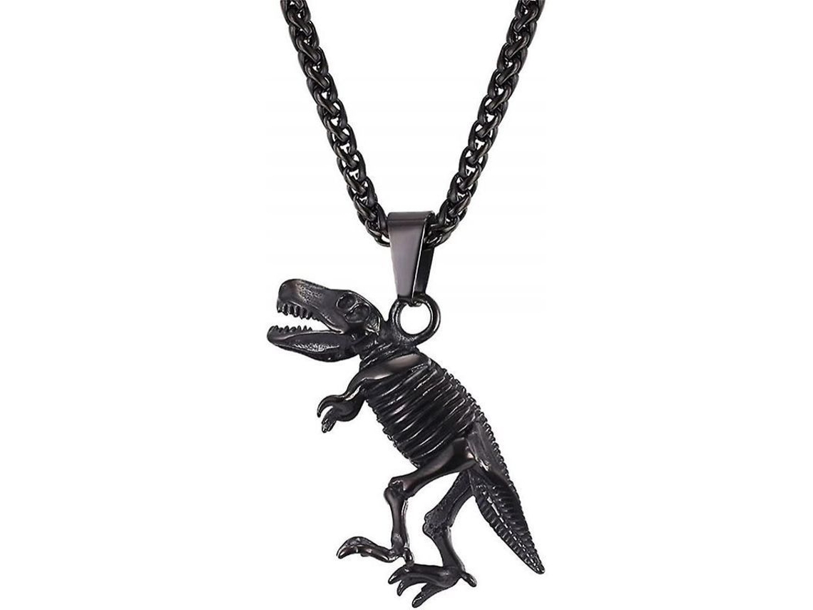 2026-colgante De Tiburón/pez/delfín Joyería Animal Collar Para Hombres Niños Acero Inoxidable Zgx 03 Dinossauro Negro