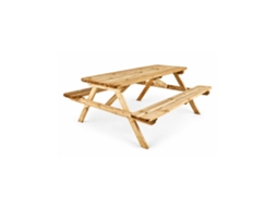 Mesa De Picnic Para 6-8 Adultos | Resistencia | Comedero De Madera Para Exterior | 177 X 152 X 71 Cm Natural