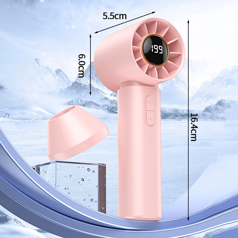 Mini Ventilador Turbo MDUG Recarregável USB com Display Led