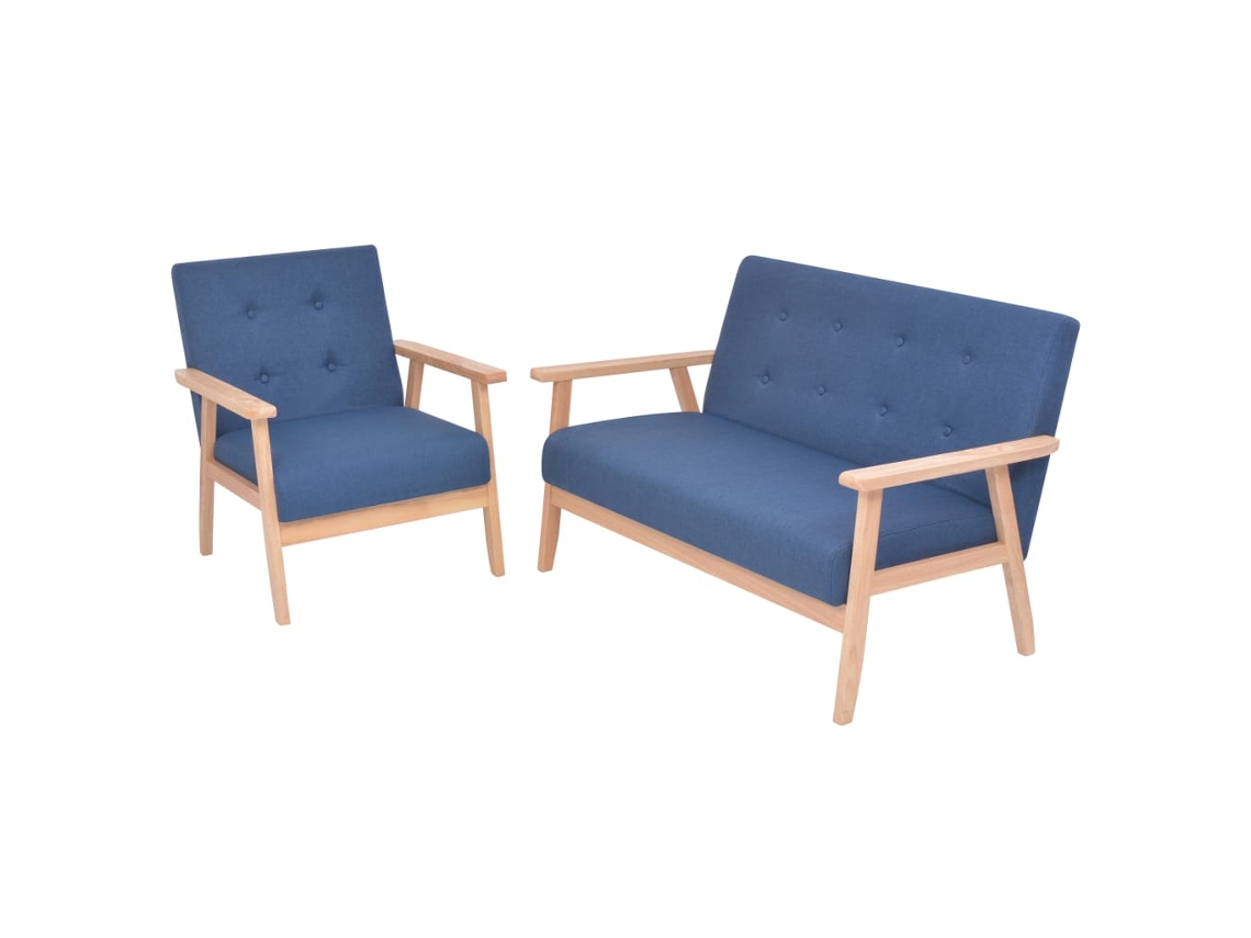 Sofa Set, Sofa Sets Vidaxl Azul Tecido (n/a)