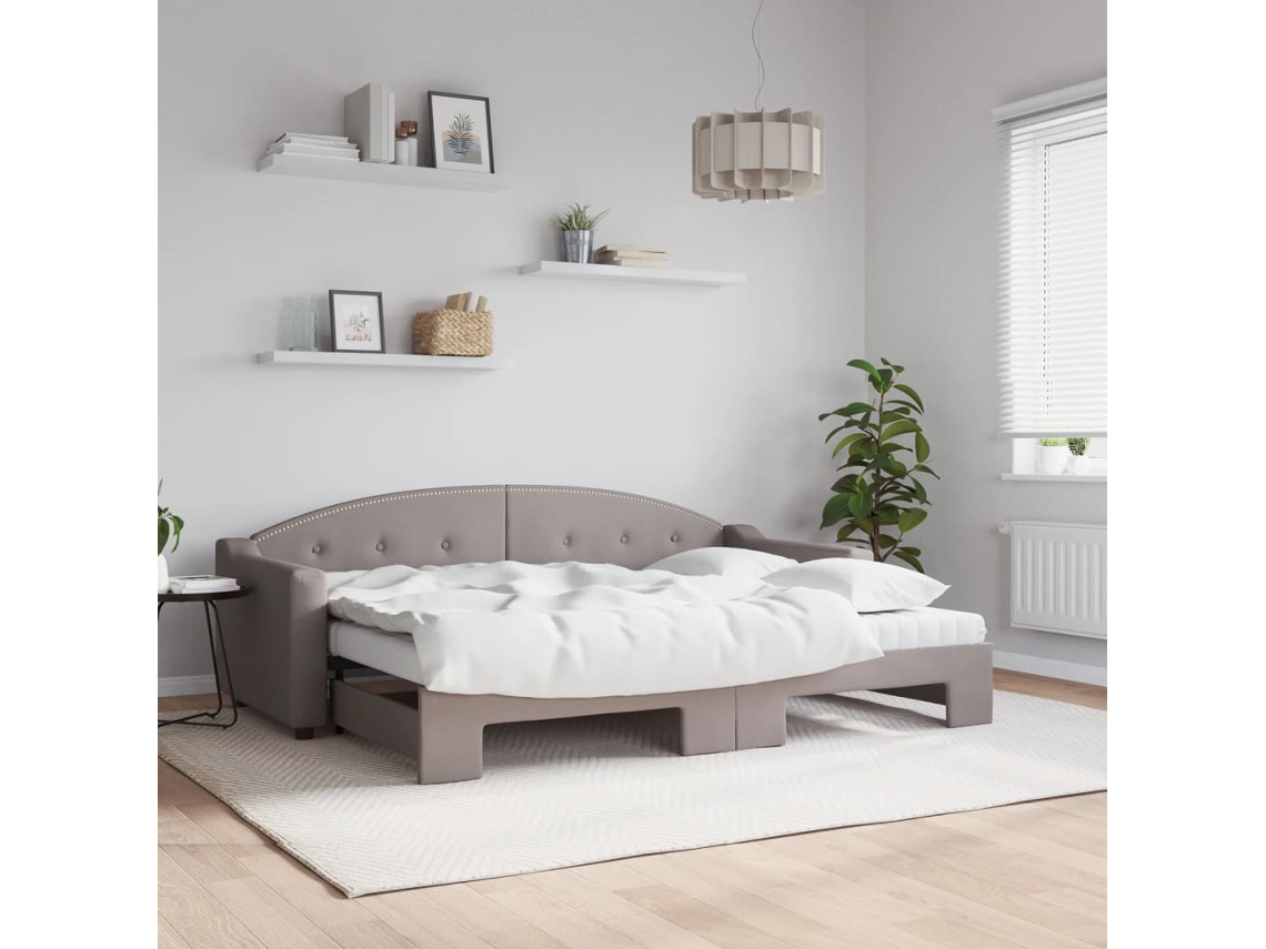 Sofá cama con cajón/colchón 80x200cm Tejido gris-marrón