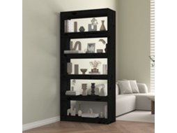 Vidaxl Estante/divisória 80x30x167,4 Cm Pinho Maciço Preto