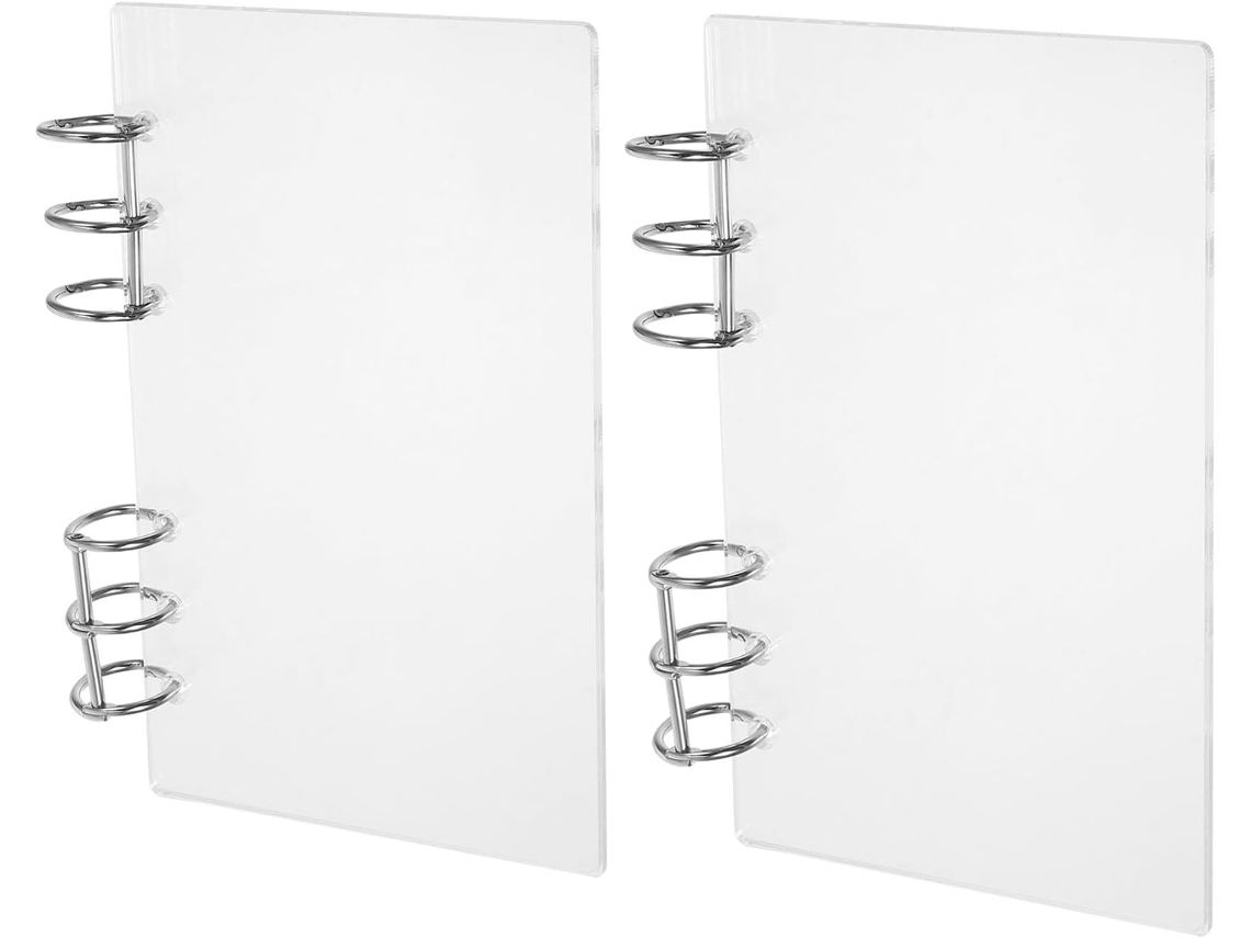 Capa De Fichário Recarregável Em Acrílico Transparente Tamanho A6 Com 2 Folhas E 2 Argolas De Metal Prateadas Para Gokoco