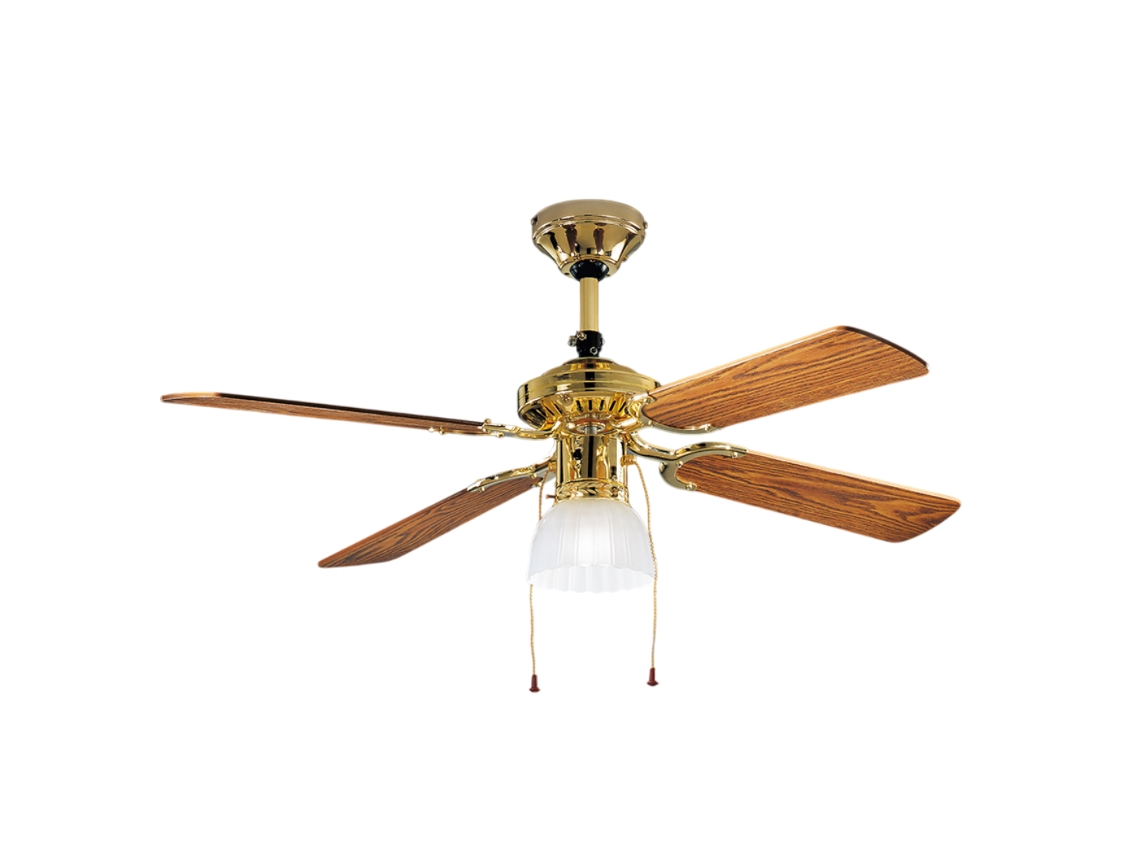 Ventilador De Teto Com Luz Perenz 7064 Ol Latão Ø 105 Cm, 4 Pás, 3 Velocidades, Motor Ac 50w, Silencioso, Conexão Para Lâmpada E27