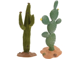Conjunto de 2 Estatuetas Artificiais Cactos, Suculentas Artificiais, Estátuas de Cactos Seda, Acessórios para Decoração de Terrários BRILVIBERA