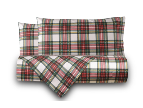 Conjunto de Edredão SMARTDECOHOME de 3 Peças 100% Algodão Cama de 150x160cm Tartan Blanco