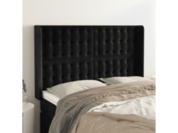 Vidaxl Cabeceira De Cama C/ Abas Veludo 147x16x118/128 Cm Preto