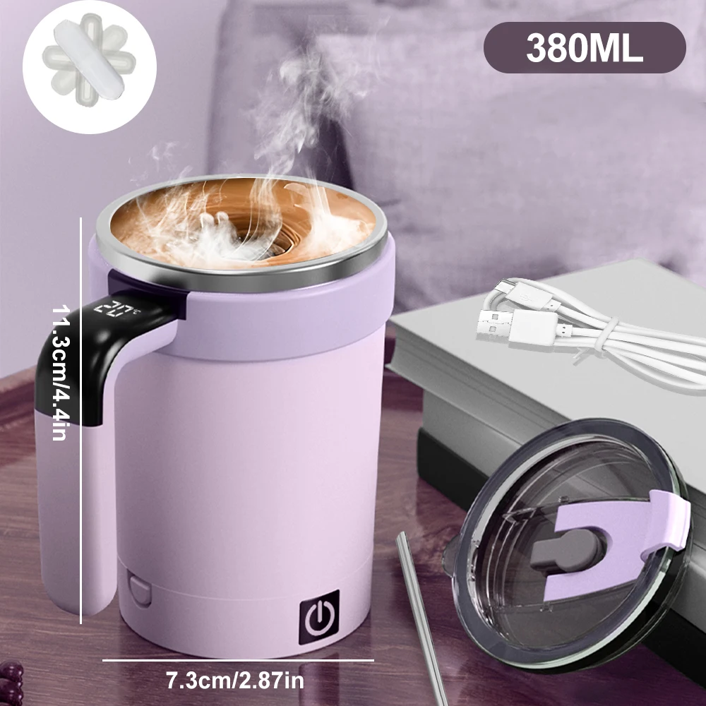 Caneca Térmica Inteligente Automática de 380ml com Medição de Temperatura e Função Magnética MDUG (roxo)