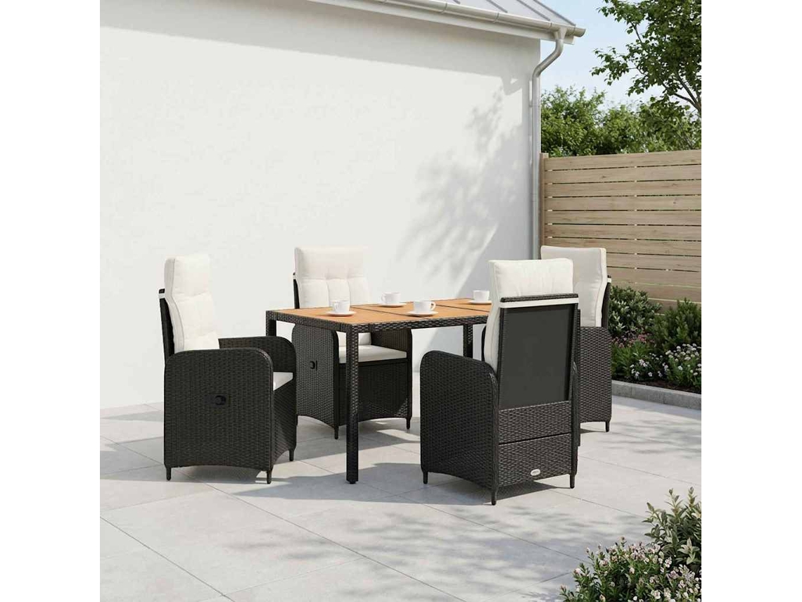 Vidaxl Conjunto De Jantar Para Exterior 5 Unid. Preto E Branco Creme
