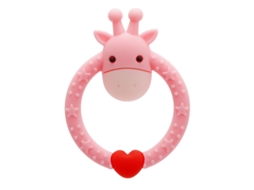 Mali brinquedo de Mordida em Silicone Girafa Cartoon Macio para Bebê Alivio Gengival Rosa