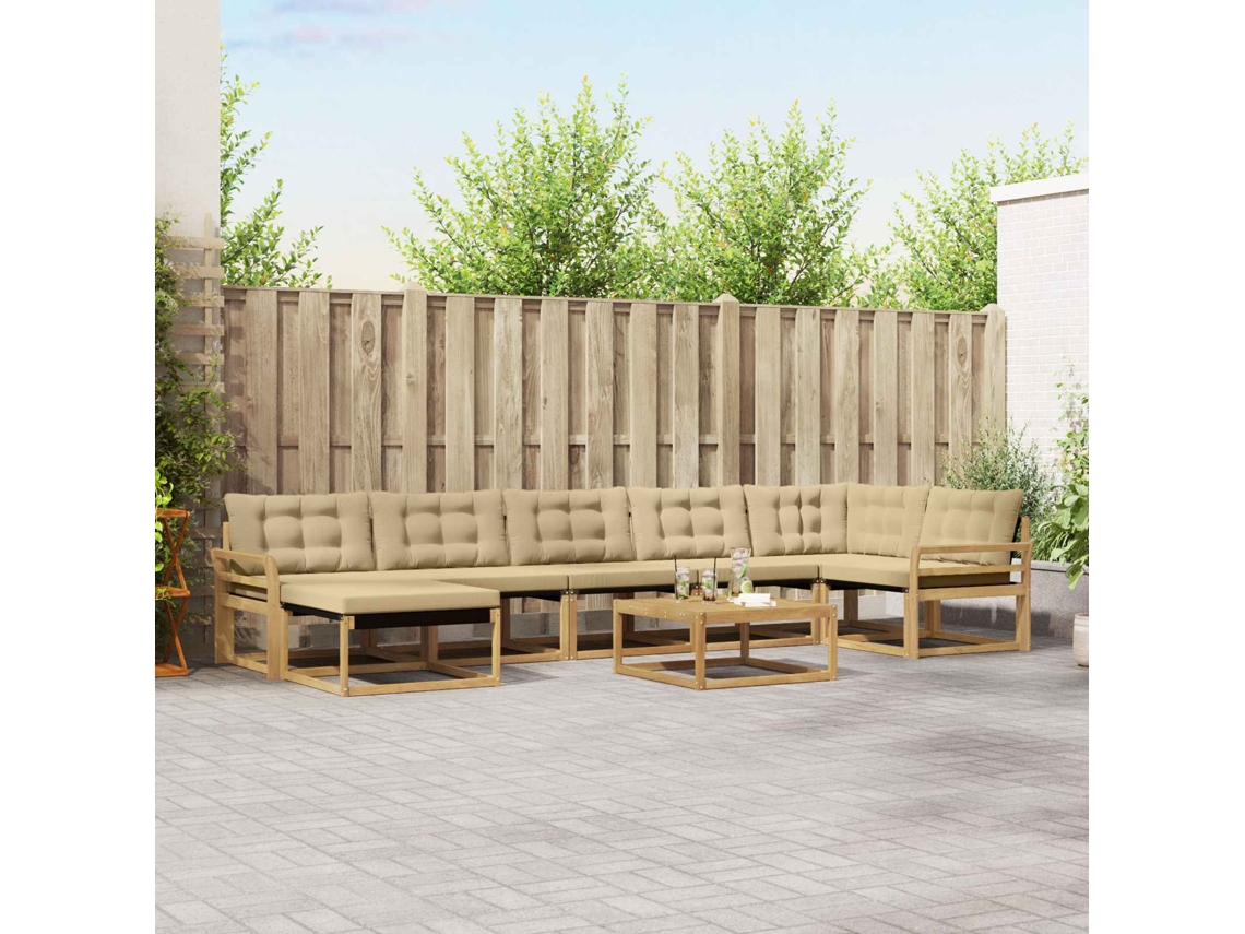 Vidaxl Conjunto De Sofás Para Exterior 8 Unid. Branco E Bege