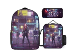 Mochila De Estudante Cyberpunk Heroes T208. Inclui Mochila, Lancheira E Estojo. Resistente. J208 Olysi Shop