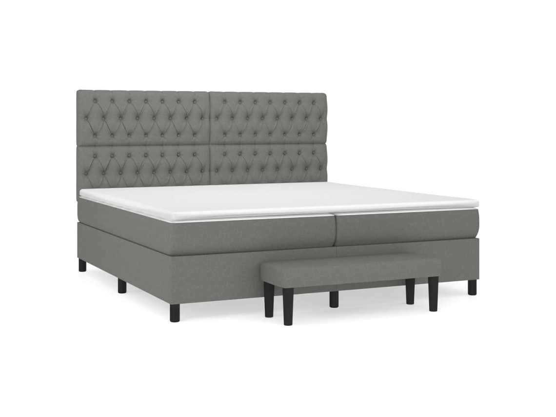 Cama com Molas/Colchão 200x200 Cm em Tecido Cinzento Escuro MAISON EXCLUSIVE
