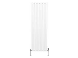 Radiador Vertical Oval Em Aço Carbono Branco 1800x600mm Com Potência 8026 Btu E Válvulas Termostáticas Cromadas