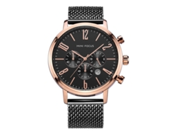 Relógio masculino de metal à prova d'água, com pulseira ajustável e design minimalista.