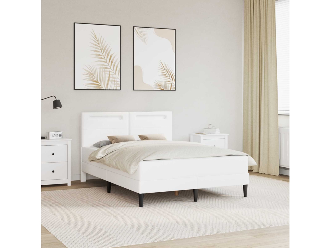 Vidaxl Estrutura da Cama Branco 140 X 190 Cm Couro Sintético