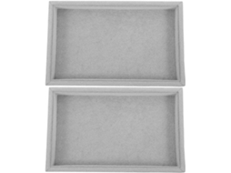 Conjunto De 2 Bandejas Empilháveis De Veludo Para Joias, Elegante Suporte Cinza Gelo Para Anéis E Colares