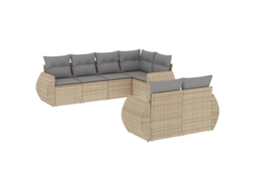 Conjunto de 7 Sofás para Jardim com Almofadões Vime Pe Bege MAISON EXCLUSIVE (7 pcs)