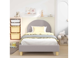 Vidaxl Estrutura De Cama Infantil Com Cabeceira Cinzento-claro Bouclé