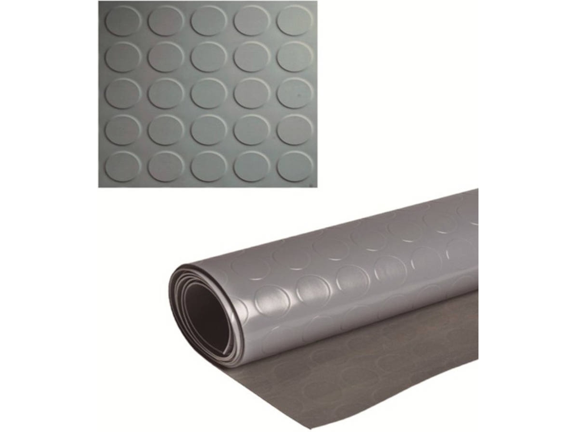 Revestimento Antiderrapante - Circulos Cinzenta - 1mm - 140x400cm - Composição 100% PVC - Pavimento PVC - Piso de Borracha