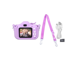 Câmera para Crianças Dual Câmera Tela Ips 2.0 Polegadas Vídeo 1080p Brinquedo com Cartão de Memória 32g Roxo