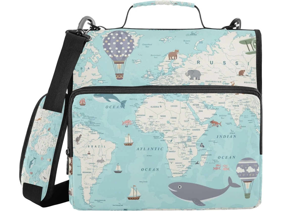 Pasta organizadora com zíper e altura de ombro, várias bolsas de 3,8 cm, 3 bolsas de armazenamento no formato chinês, pasta de material