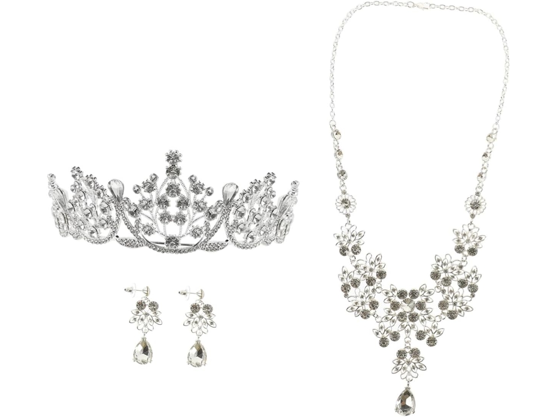 Colar E Brincos De Coroa De Noiva, Elegantes Para Casamento E