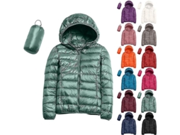 Fasst Jaqueta Leve de Plumas com Capuz, Impermeável, Compactável, Bolsa de Armazenamento | S/MARCA