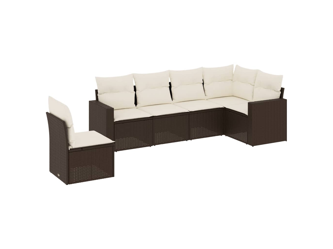 Maison Exclusive - 6 Pcs Conjunto De Sofás Jardim C/ Almofadões Vime Pe Castanho