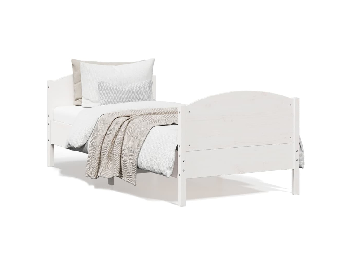 Cama Sem Colchão de Madeira de Pinho Maciça Branco MAISON EXCLUSIVE 90x190 cm