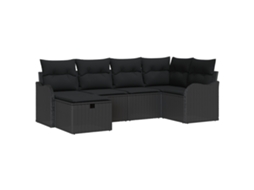 Conjunto 6 Móveis De Jardim Vidaxl Preto Vime Pe (232,5 X 122,5 X 85 Cm)