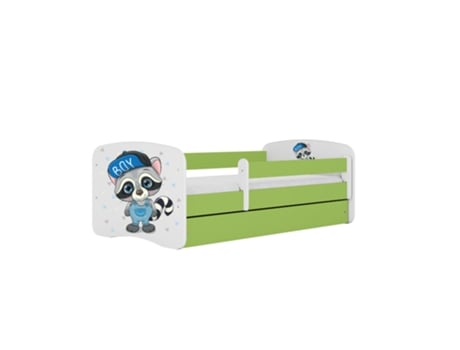 Cama 160 X80 Cm Kocot Kids Com Gaveta E Colchão Babydreams Raccoon Green