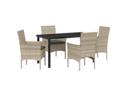 Conjunto de Jantar para Jardim 5 Pcs - Móveis de Jardim para Refeição Cinzento claro Vime Pe HARLANV1