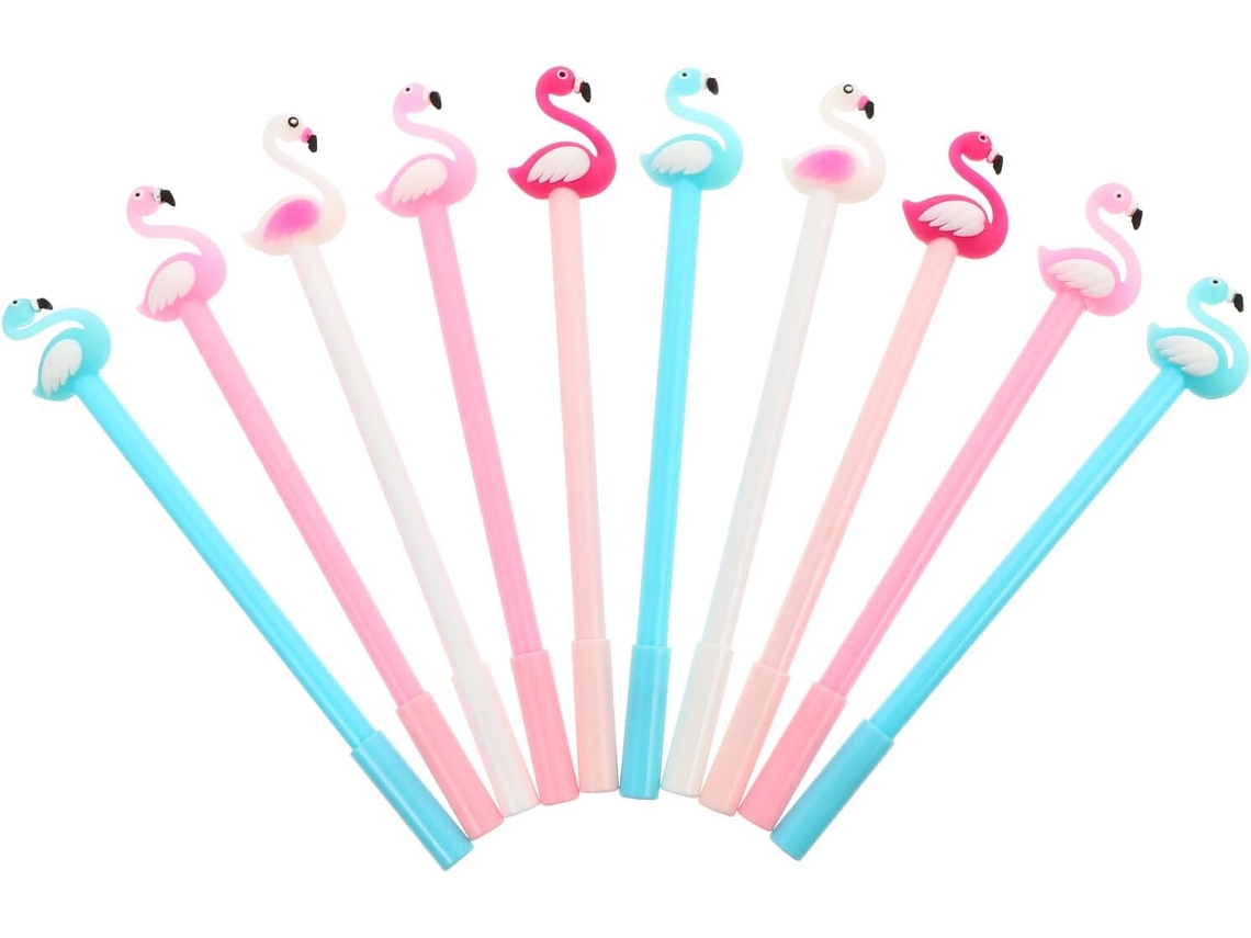 Conjunto De 10 Canetas Gel Fomiyes Em Formato Cisne, 5 Mm, Pretas,