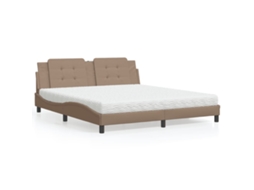 Vidaxl Cama Com Colchão Zadar 180x200 Cm Couro Artificial Cappuccino