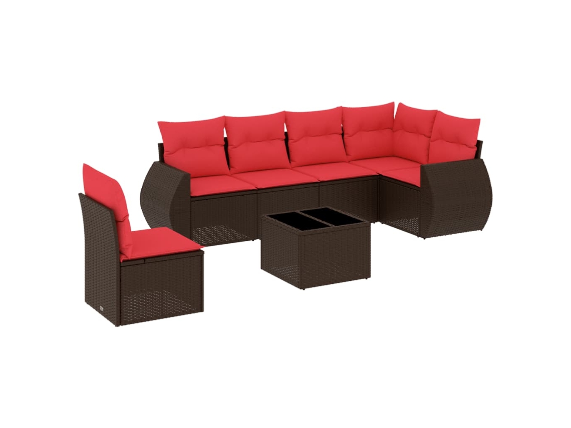 Conjunto de Sofá de Jardim, 7 Peças, Almofadas, Rattan Preto MAISON EXCLUSIVE