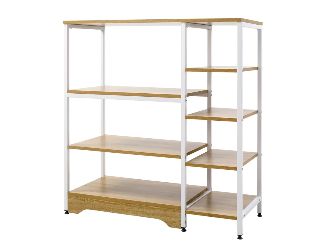 Prateleira de cozinha de madeira com 7 níveis multiuso para micro-ondas utensílios plantas e livros 90x40x95cm em S/MARCA