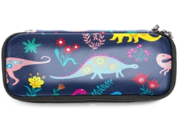 Estojo Lápis Com Estampa Floral De Dinossauro, Azul Marinho, Grande Capacidade, Canetas, Marcadores