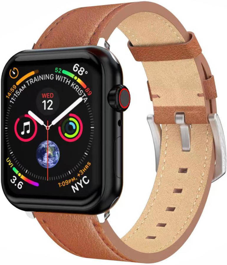 Bracelete Apple Watch 42/49 mm SWISSTEN Leather (Cinzento/Cinzento)