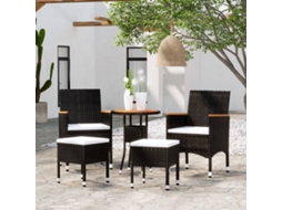 Vidaxl 5 Pcs Conjunto Lounge De Jardim Vime Pe Preto