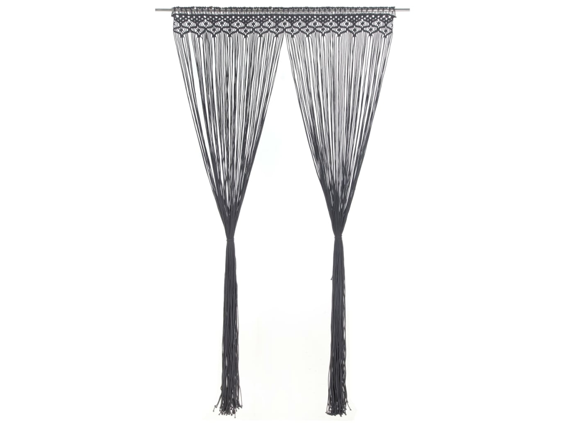 Vidaxl Cortina Em Macramé 140x240 Cm Algodão Antracite