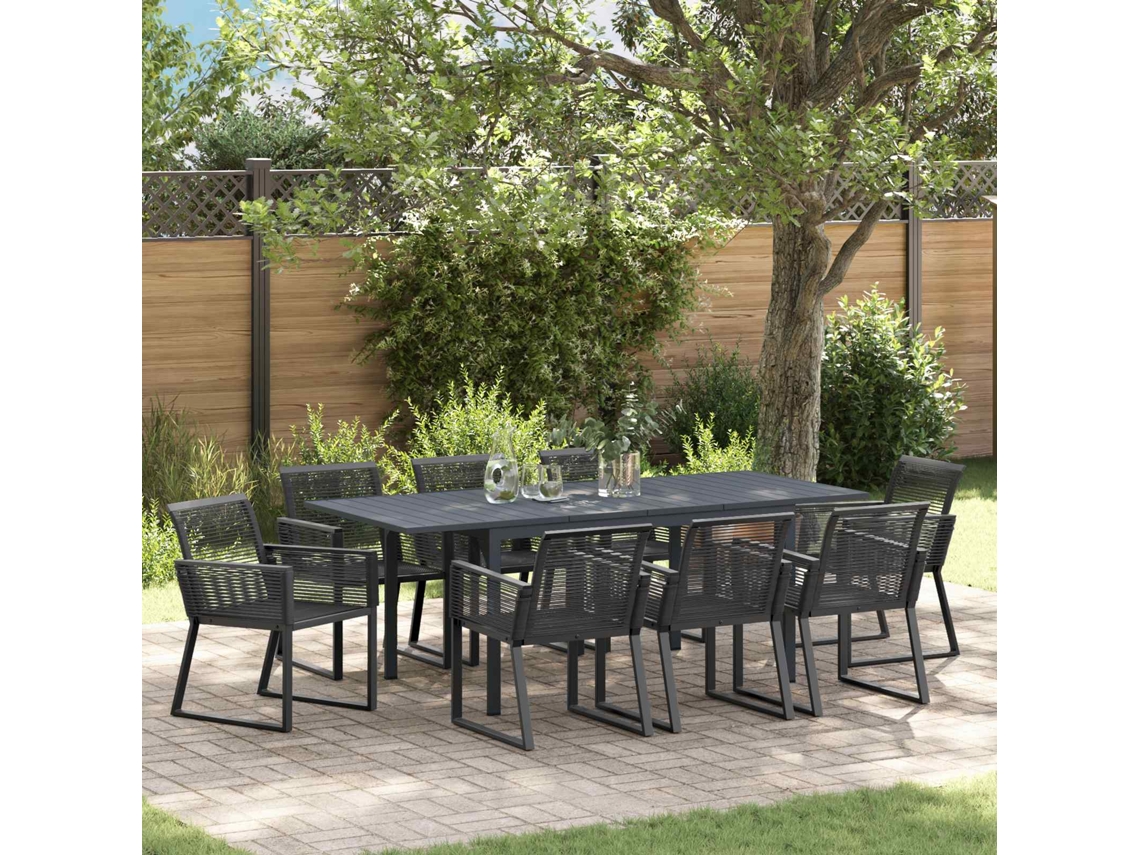 Vidaxl Conjunto De Jantar Para Jardim 9 Unid. Preto Vime Pe