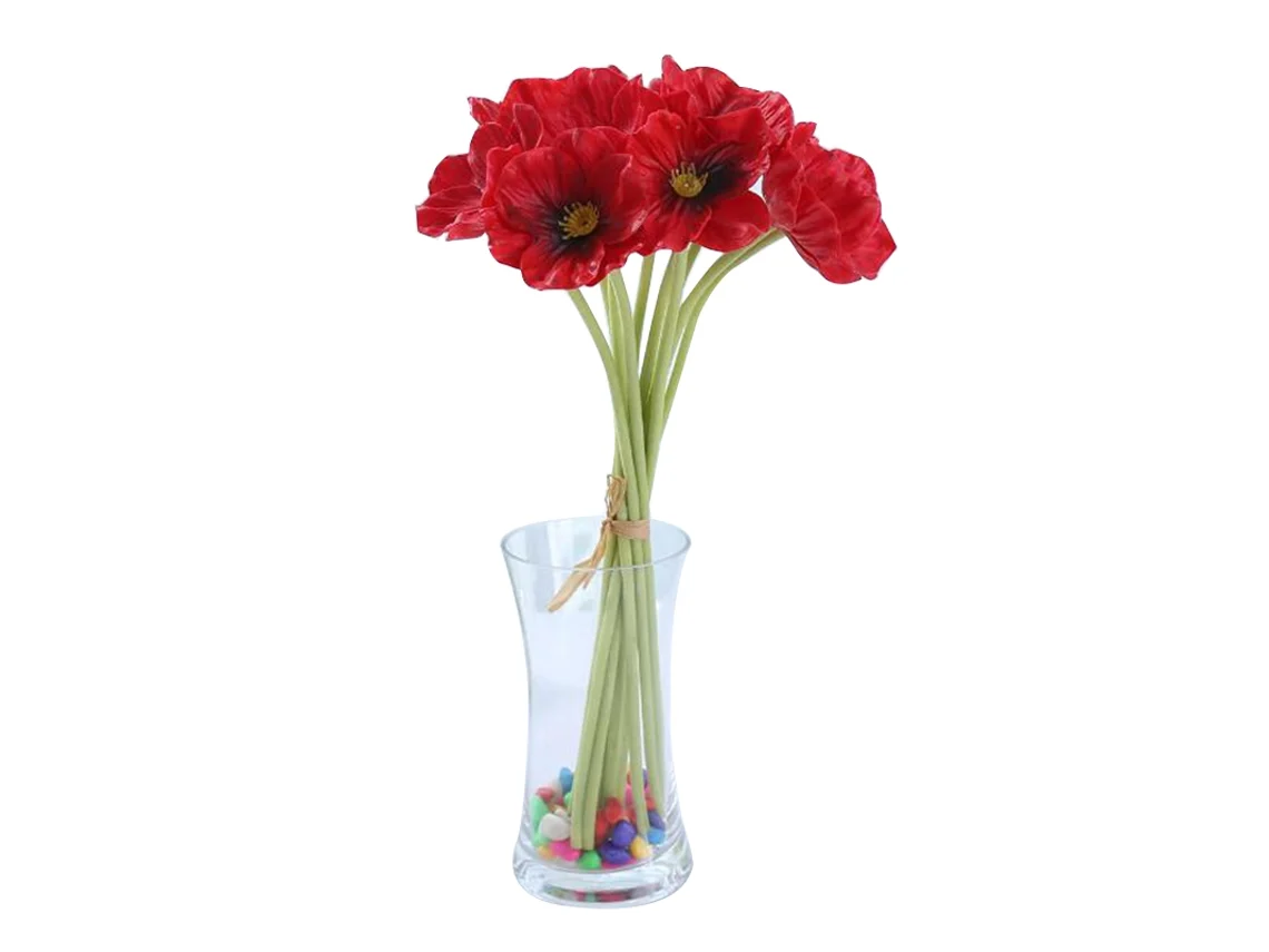 10 Peças de Flores Vermelhas Artificiais para Decoração